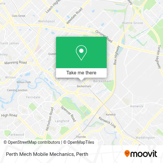 Mapa Perth Mech Mobile Mechanics