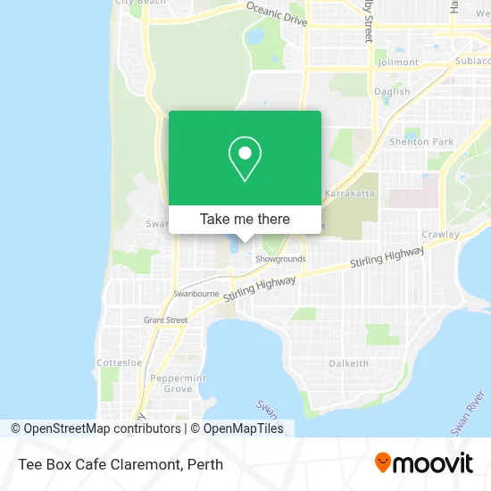Mapa Tee Box Cafe Claremont