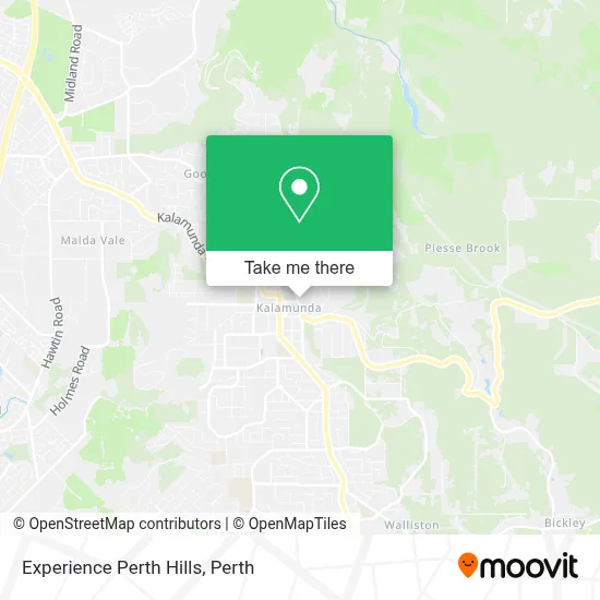 Mapa Experience Perth Hills