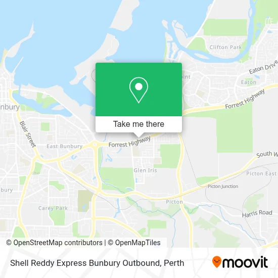 Mapa Shell Reddy Express Bunbury Outbound