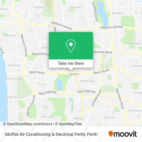 Mapa Moffat Air Conditioning & Electrical Perth