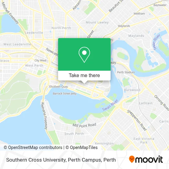 Mapa Southern Cross University, Perth Campus