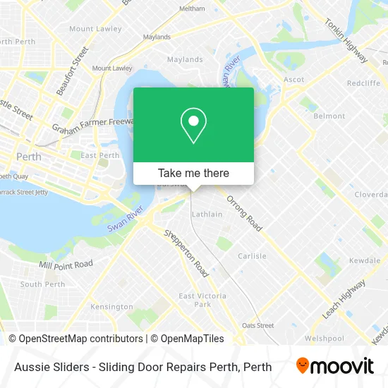 Aussie Sliders - Sliding Door Repairs Perth map