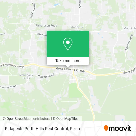 Mapa Ridapests Perth Hills Pest Control
