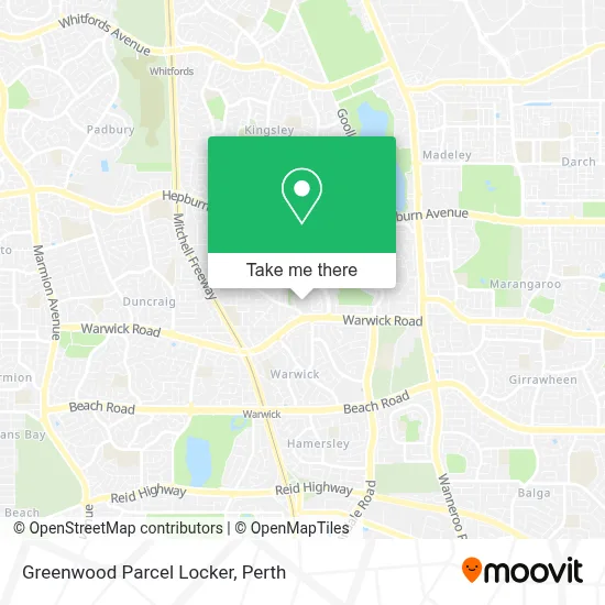 Mapa Greenwood Parcel Locker