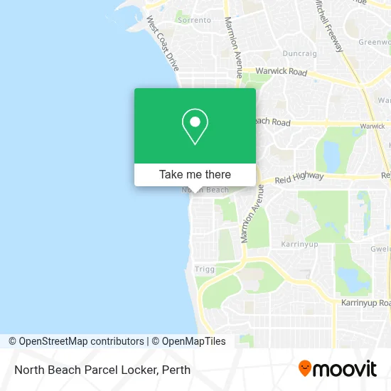 Mapa North Beach Parcel Locker