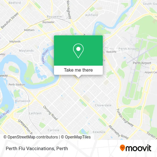 Perth Flu Vaccinations map