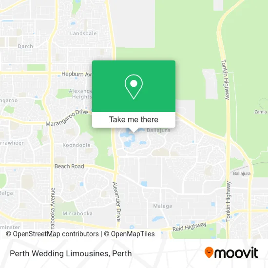 Mapa Perth Wedding Limousines