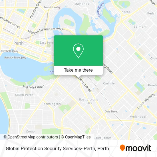 Mapa Global Protection Security Services- Perth