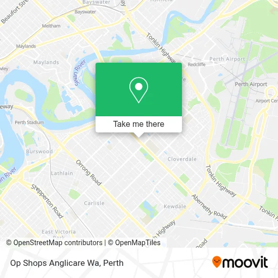 Mapa Op Shops Anglicare Wa