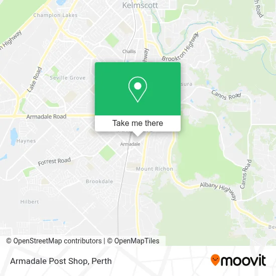 Mapa Armadale Post Shop