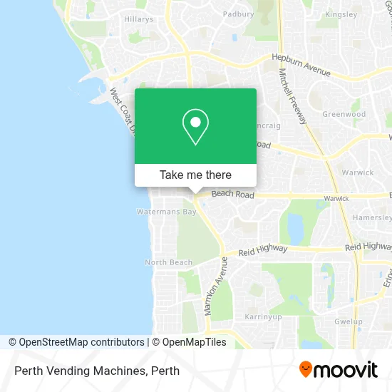 Mapa Perth Vending Machines