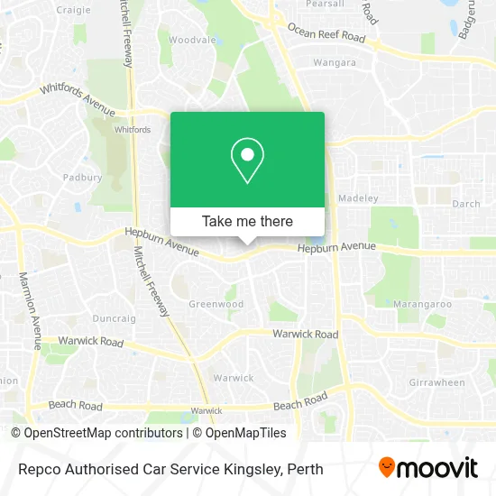 Mapa Repco Authorised Car Service Kingsley