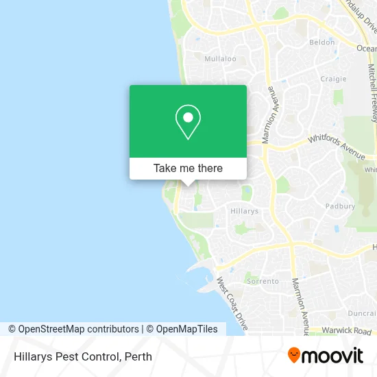 Mapa Hillarys Pest Control