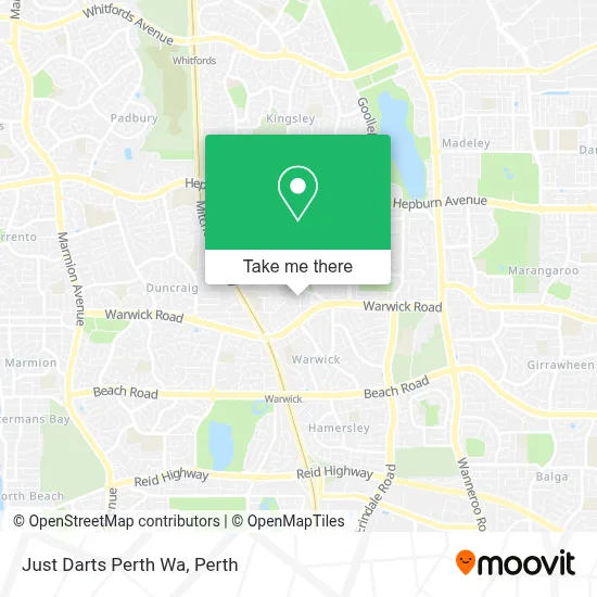 Mapa Just Darts Perth Wa