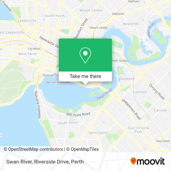 Mapa Swan River, Riverside Drive