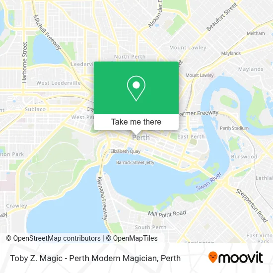 Mapa Toby Z. Magic - Perth Modern Magician