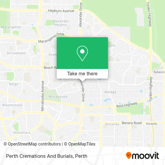 Mapa Perth Cremations And Burials