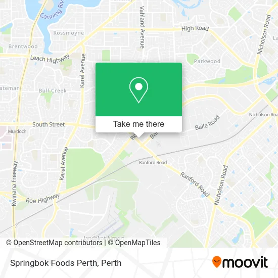Mapa Springbok Foods Perth