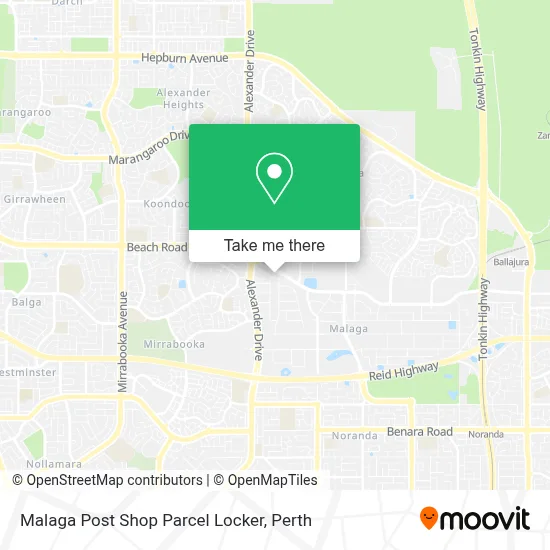 Mapa Malaga Post Shop Parcel Locker