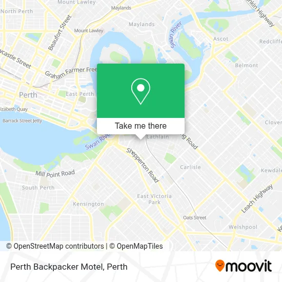 Mapa Perth Backpacker Motel