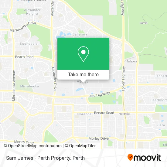 Mapa Sam James - Perth Property