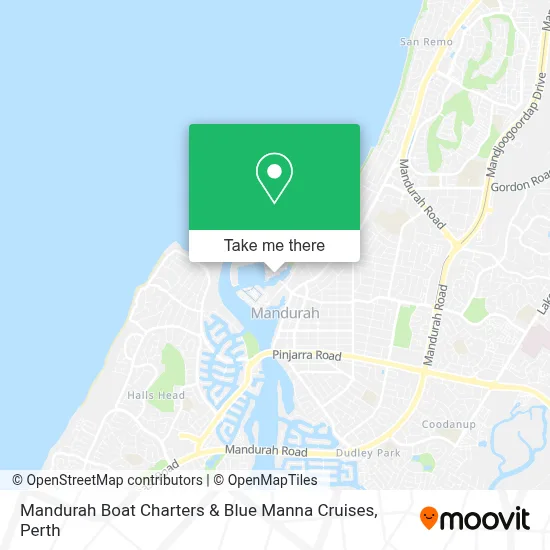 Mapa Mandurah Boat Charters & Blue Manna Cruises
