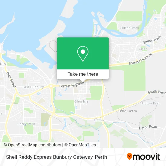 Mapa Shell Reddy Express Bunbury Gateway