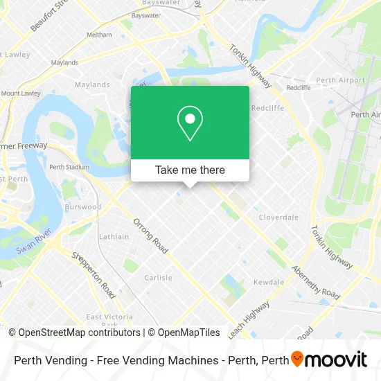 Mapa Perth Vending - Free Vending Machines - Perth