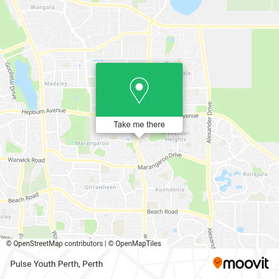 Mapa Pulse Youth Perth