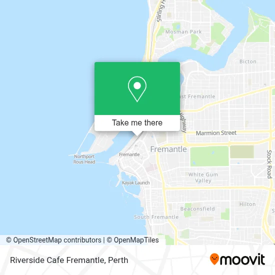 Mapa Riverside Cafe Fremantle