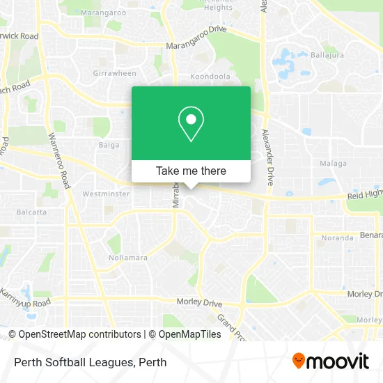 Mapa Perth Softball Leagues