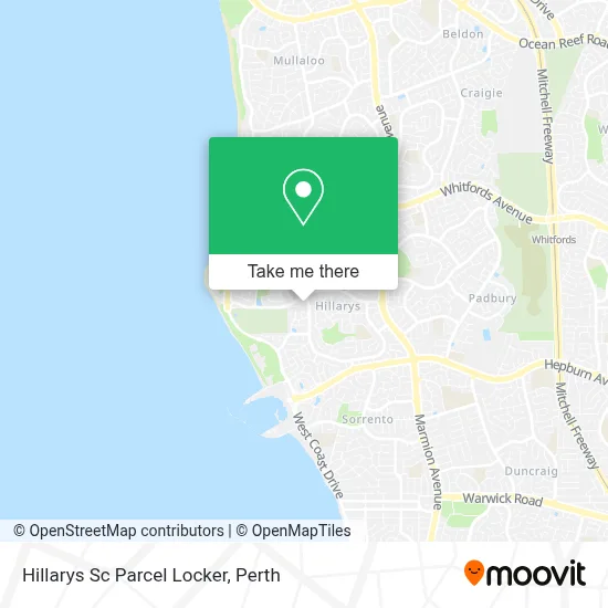 Mapa Hillarys Sc Parcel Locker