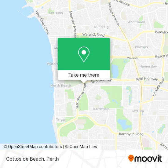 Mapa Cottosloe Beach