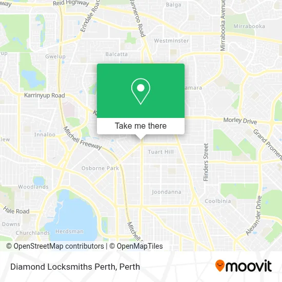 Diamond Locksmiths Perth map