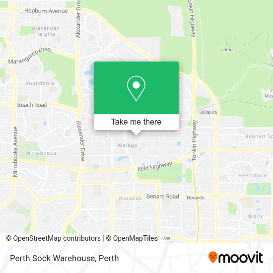 Mapa Perth Sock Warehouse