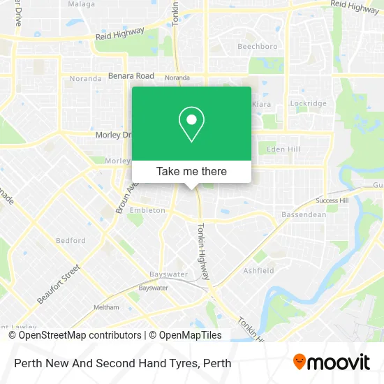 Mapa Perth New And Second Hand Tyres