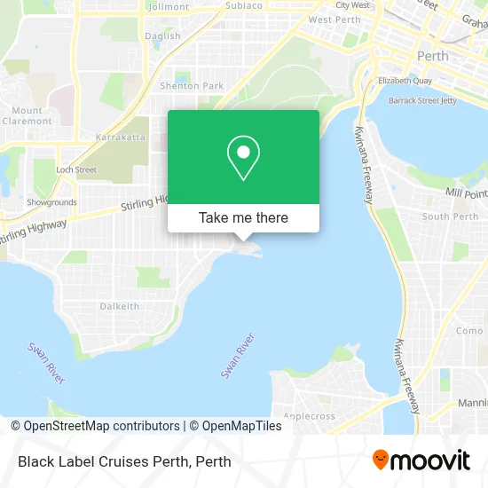 Mapa Black Label Cruises Perth