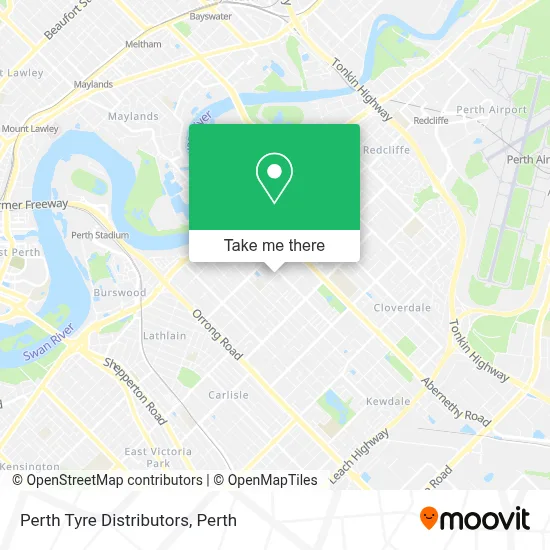 Mapa Perth Tyre Distributors