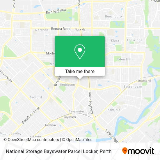 Mapa National Storage Bayswater Parcel Locker
