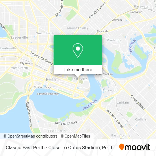 Mapa Classic East Perth - Close To Optus Stadium