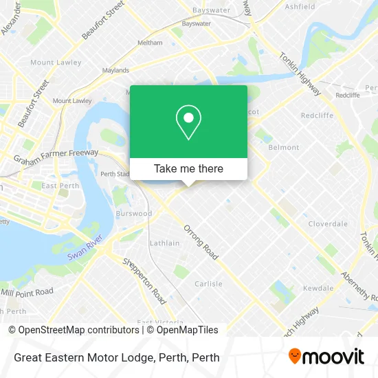 Mapa Great Eastern Motor Lodge, Perth