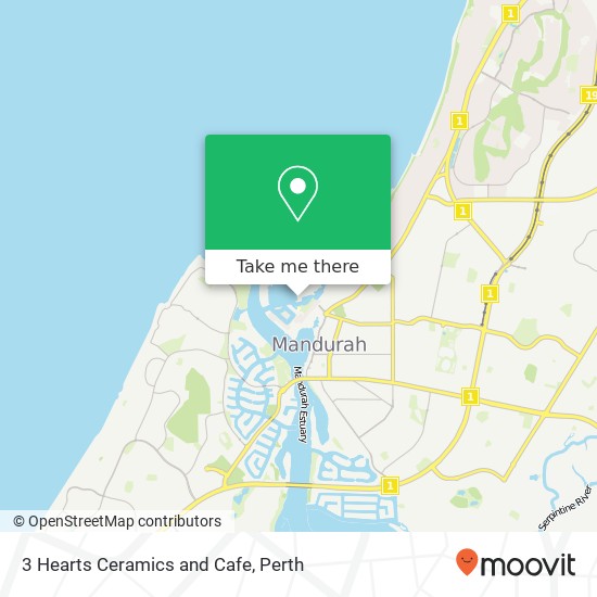 3 Hearts Ceramics and Cafe, 4 Zephyr Mews Mandurah WA 6210 map