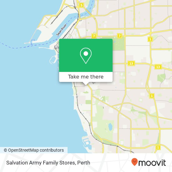 Mapa Salvation Army Family Stores, 47 Douro Rd South Fremantle WA 6162