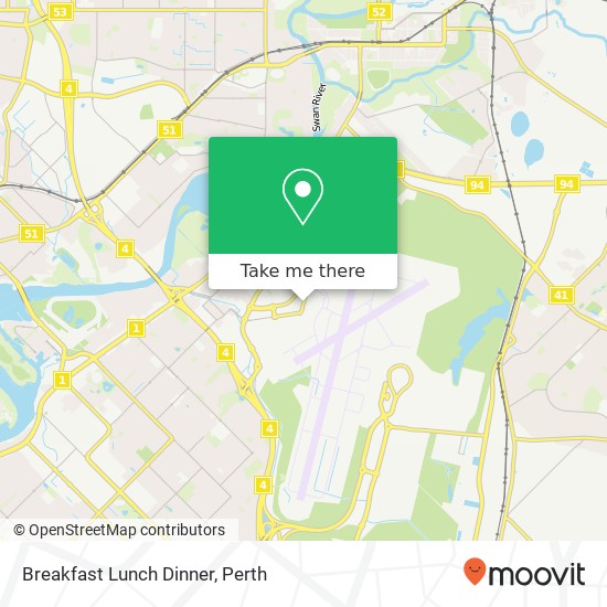 Mapa Breakfast Lunch Dinner, Brearley Ave Perth Airport WA 6105