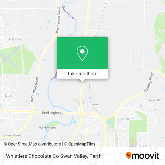 Mapa Whistlers Chocolate Co Swan Valley