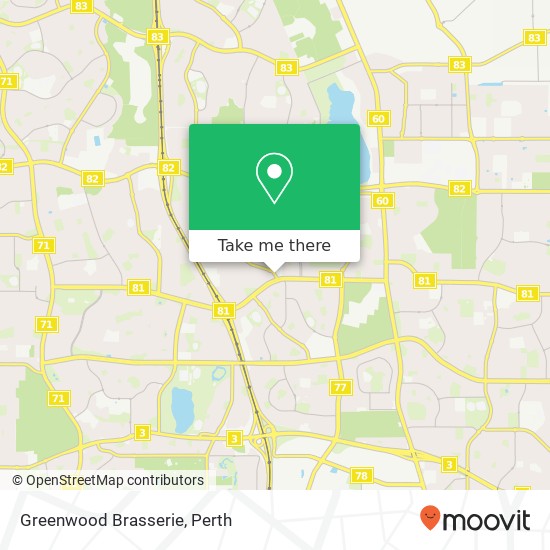 Mapa Greenwood Brasserie, 349 Warwick Rd Greenwood WA 6024