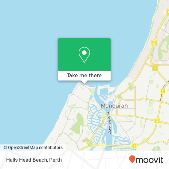 Halls Head Beach map