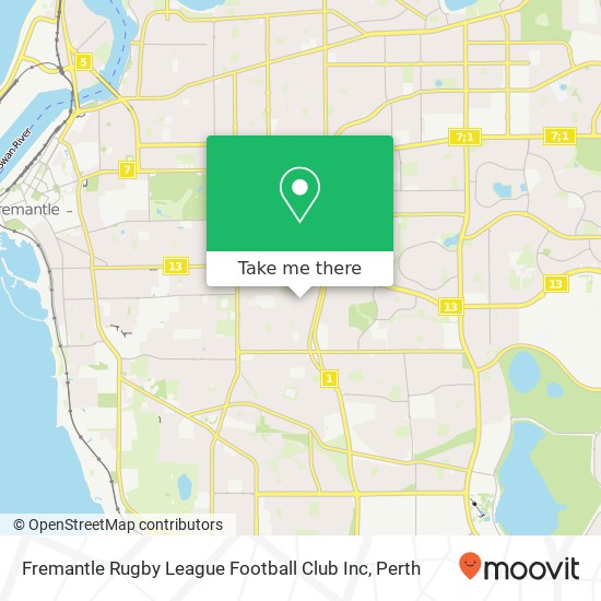 Mapa Fremantle Rugby League Football Club Inc