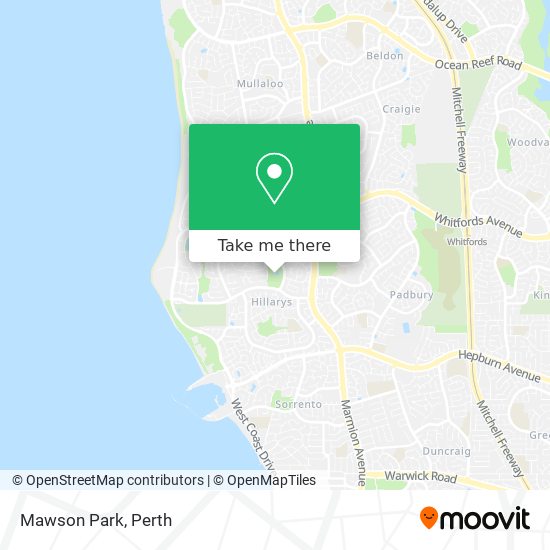 Mapa Mawson Park